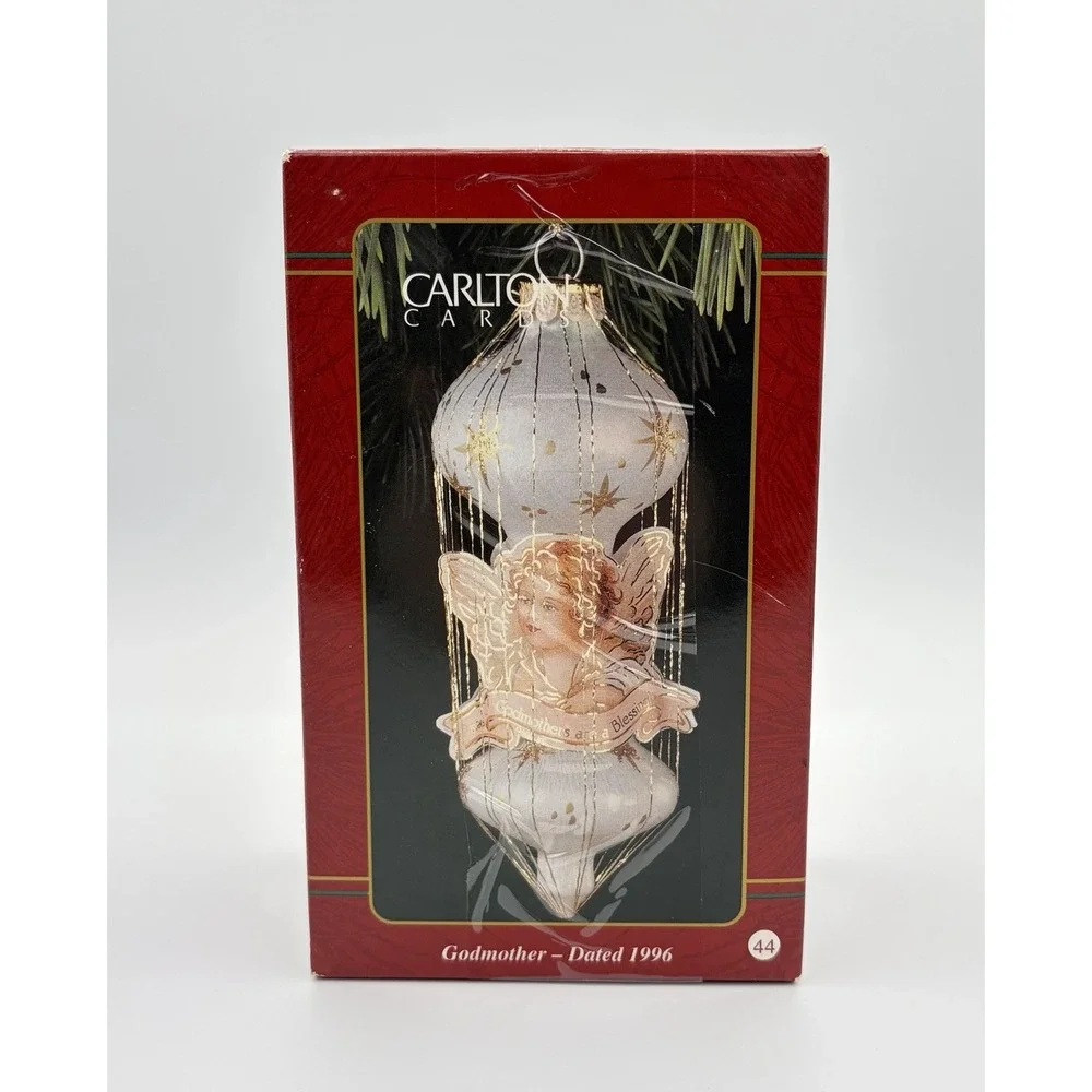 Carlton Cards 1996 Heirloom Ornament Godmother Heavenly Angel Glass Vintage